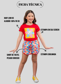 CONJUNTO SHORT TACTEL FLOR (VERMELHO) - Loja modelinho