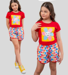 CONJUNTO SHORT TACTEL FLOR (VERMELHO) na internet