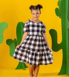 VESTIDO XADREZ BRANCO E PRETO