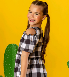 VESTIDO XADREZ BRANCO E PRETO - comprar online