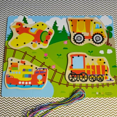 Tablero de enhebrado x 4 figuras (Transporte) - comprar online