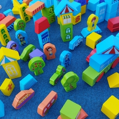 Bloques 100 piezas de madera (Ciudad)