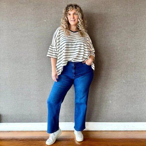 JEAN WIDE LEG ELASTIZADO AZUL - comprar online