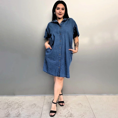 VESTIDO ABOTONADO DE JEAN MANGA CORTA