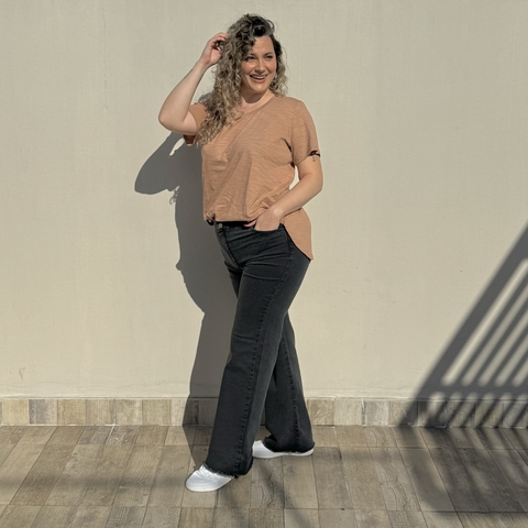 JEAN WIDE LEG ELASTIZADO GRIS - comprar online