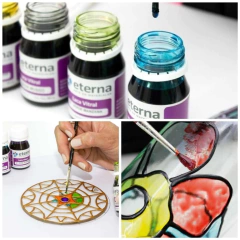Promo x 4 Lacas Vitrales Eterna Solvente 37cc