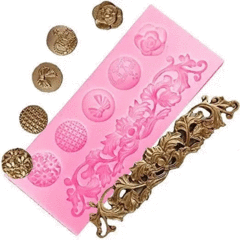 Molde Silicona Botones + Guarda Barroca - comprar online