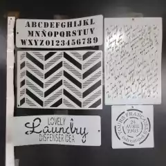 Pack 4 Stencils Decorativos Letras Y Frases Mil Artes