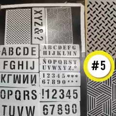 Pack 5 Stencils Decorativos Letras Y Numeros Mil Artes en internet