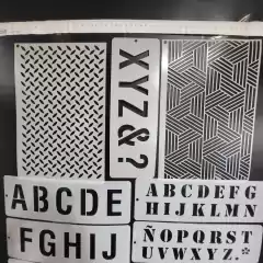 Pack 5 Stencils Decorativos Letras Y Numeros Mil Artes - comprar online