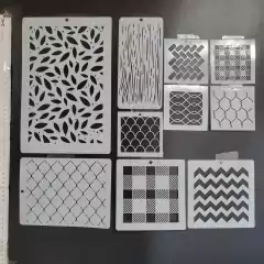 Imagen de Pack 8 Stencils Decorativos Geometrico Y Texturas Mil Artes