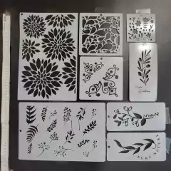 Pack 9 Stencils Decorativos Floral Y Vegetal Mil Artes - comprar online