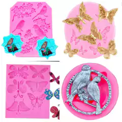 Pack Moldes Silicona Mariposas Pájaros Aves