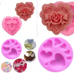 Pack Moldes Silicona Corazones con moño rosa - Crear Artística