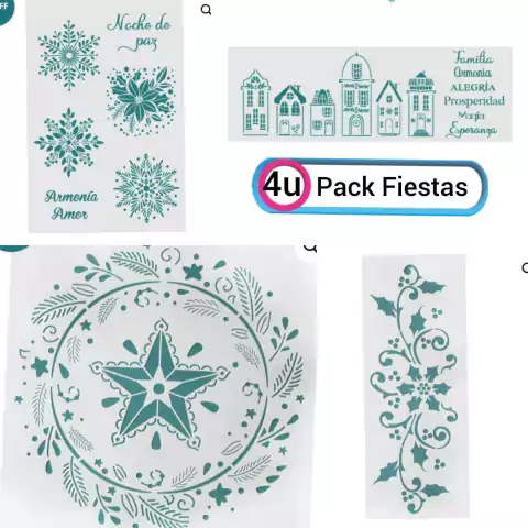Pack Stencils Fiestas estrellas casitas navidad