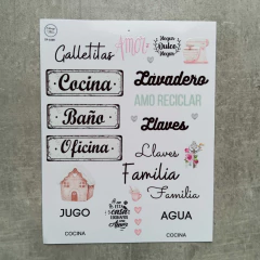 Imagen de Pack Láminas UV DTF con diseños frases textos STICKERS