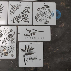 Imagen de Pack 7 Stencils Decorativos Floral Y Vegetal Mil Artes