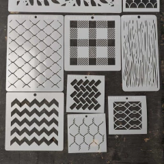 Pack 8 Stencils Decorativos Geometrico Y Texturas Mil Artes - Crear Artística