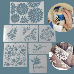 Pack 7 Stencils Decorativos Floral Y Vegetal Mil Artes - comprar online