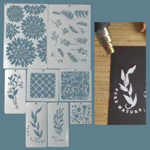 Pack 9 Stencils Decorativos Floral Y Vegetal Mil Artes - comprar online