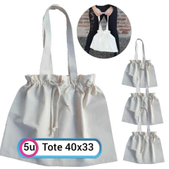 Pack Tote Bag lienzo algodón Cierre Frunce ideal intervenir emprender - comprar online