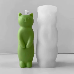 Molde Silicona gato alto parado artesanías velas resina jabon - Crear Artística