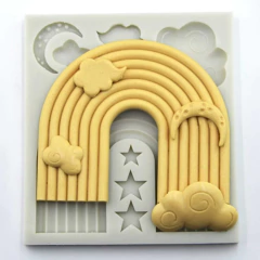 Molde Silicona Arco Iris Nubes Estrellas Luna transparente artesanías velas resina jabón - Crear Artística