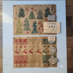 Kit Deco Artesanías Navidad Fiesta Stencils Foils Sellos Láminas - Crear Artística