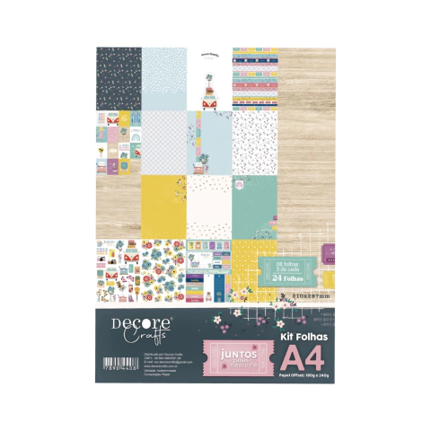BLOCO A4 - COLEÇÃO JUNTOS PARA SEMPRE - PCT COM 24 FOLHAS - DECORE CRAFTS