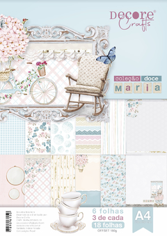 BLOCO FOLHAS PARA SCRAP A4 - 18 FOLHAS - DOCE MARIA - DECORE CRAFTS