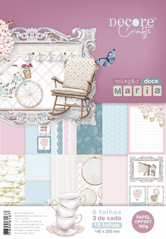 BLOCO FOLHAS PARA SCRAP A5 - 18 FOLHAS - DOCE MARIA - DECORE CRAFTS