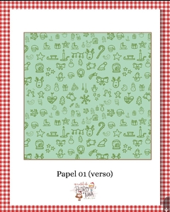 Kit com 06 papéis da Coleção O Natal de Pedro e Nina - Fabi Paliares - Doce Papel Scrapbook