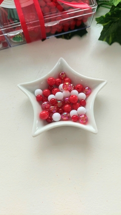 Mix de bolinhas vermelho e branco Natalina de 6 e 8mm