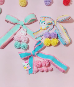 kit fitas Fofura prespontada com pompons e aplique