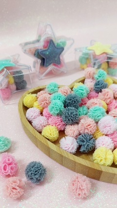 Mini Pompom de de tule de 1.5cm nas cores candy colors - Doce Papel Scrapbook
