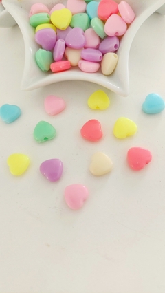 Miçanga - Entremeio Coração liso colorido com furo passante - 10mm - comprar online