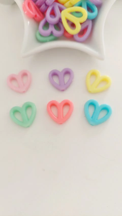 Miçanga - Entremeio Coração colorido com furo passante - 13x14mm na internet