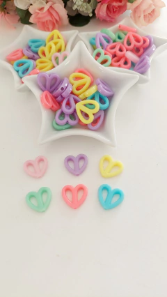 Miçanga - Entremeio Coração colorido com furo passante - 13x14mm - comprar online