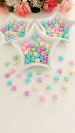 Miçanga - Entremeio Estrela infantil colorida com furo passante - 10mm