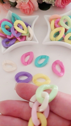 Elo oval torcido (correntinha) - cores variadas - 24x17mm