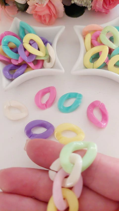 Elo oval torcido (correntinha) - cores variadas - 24x17mm