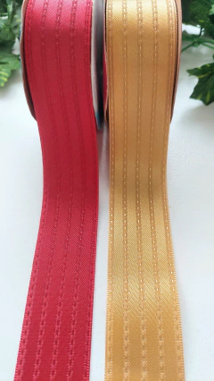 Fitas Natalinas Vermelho e Dourado de 38mm