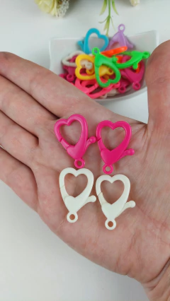 Fecho Lagosta Coração - 30mm cororido - Doce Papel Scrapbook