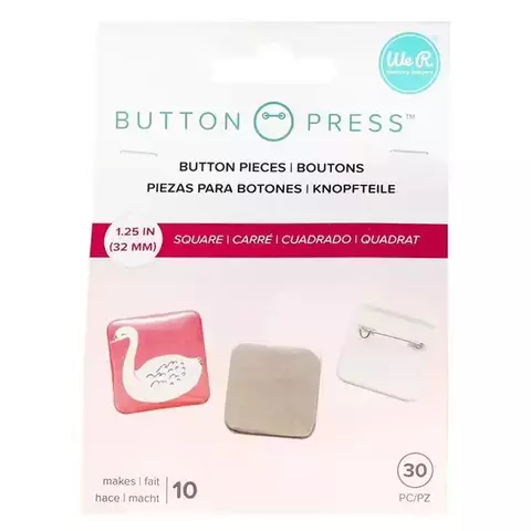 BUTTON PRESS - REFIL BOTTON QUADRADO - TAMANHO MÉDIO PÁRA PERSONALIZAR - 30MM