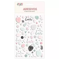 Cartela de Adesivos Puffy - Modelo Love - Juju Scrapbook