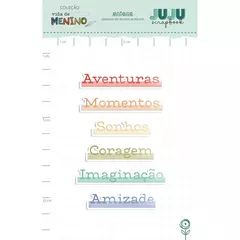 Adesivo em revelo Acrílico Aventuras - Coleção Vida de Menino - Juju Scrapbook