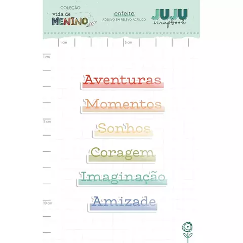 Adesivo em revelo Acrílico Aventuras - Coleção Vida de Menino - Juju Scrapbook
