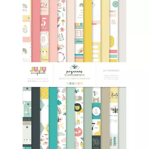 Bloco A4 para Scrapbook - Coleção Pequenos Companheiros | JuJu Scrapbook