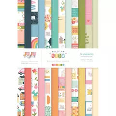 Bloco A4 para Scrapbook - Coleção Feliz da Vida - Juju Scrapbook