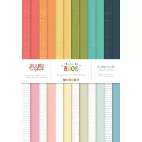 Bloco A5 para Scrapbook - Coleção Feliz da Vida - Juju Scrapbook